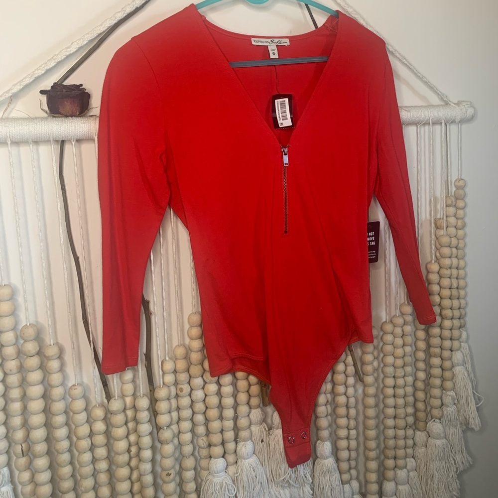 Sexy red vneck bodysuit